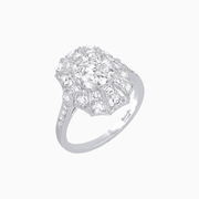Art Deco Inspired Cushion Cut Sunburst Diamond Halo Ring - Shahin Jewelry